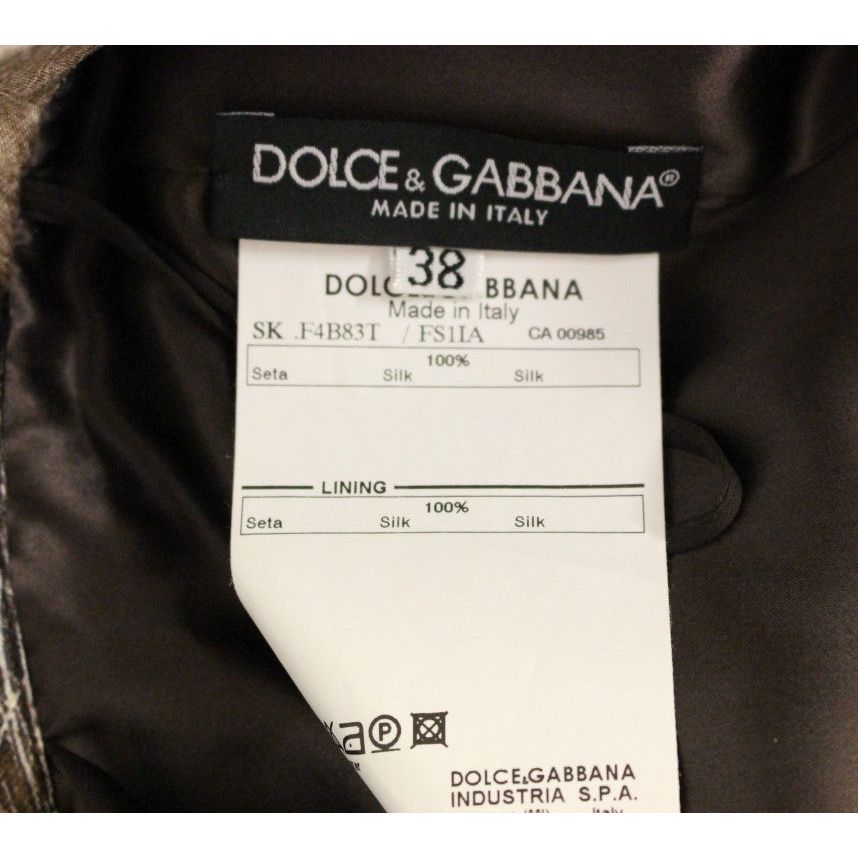 Dolce & Gabbana | Brown Floral Silk Straight Full Skirt | McRichard Designer Brands