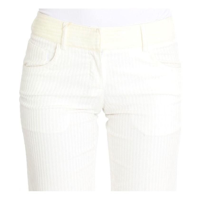 Ermanno Scervino | White Striped Straight Fit Pants | McRichard Designer Brands