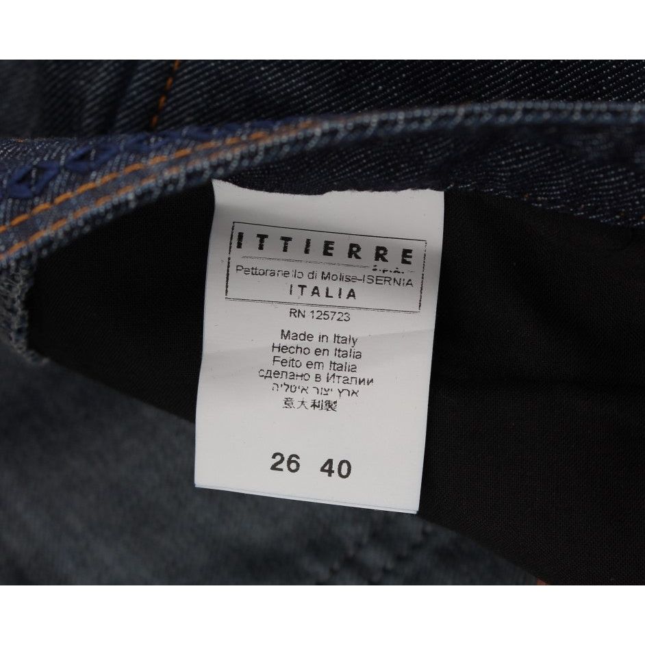 GF Ferre | Blue Cotton Denim Flare Boot Cut Jeans | McRichard Designer Brands