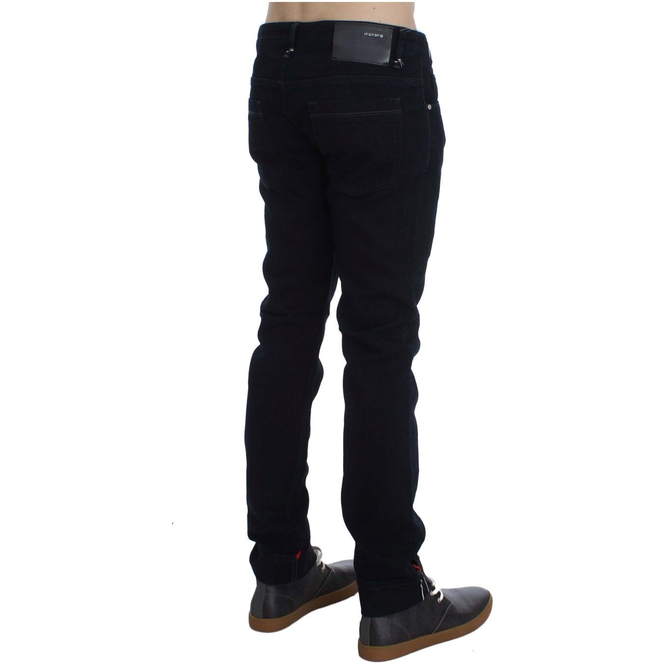 Acht | Dark Blue Corduroy Slim Skinny Fit Jeans | McRichard Designer Brands