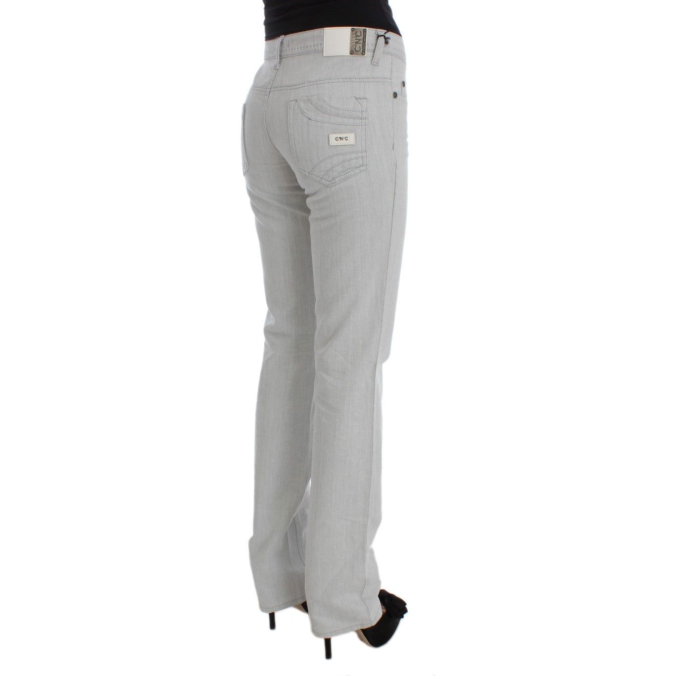 Costume National | Gray Cotton Slim Fit Bootcut Jeans | McRichard Designer Brands