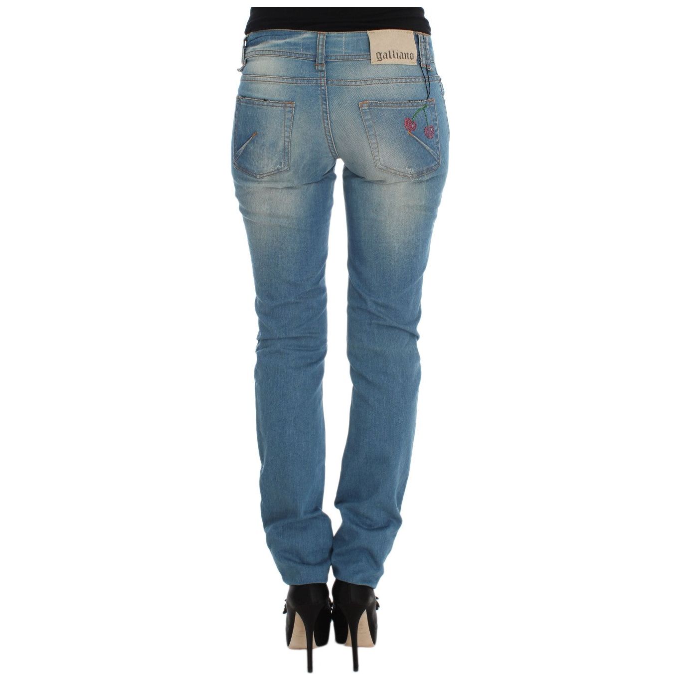 John Galliano | Blue Wash Cotton Blend Slim Fit Jeans | McRichard Designer Brands