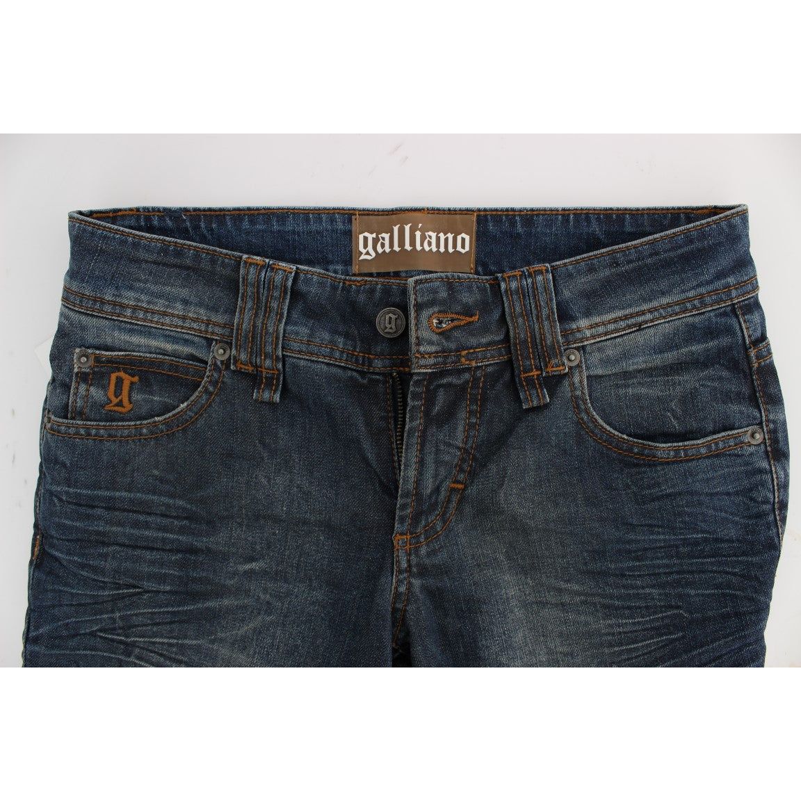 John Galliano | Blue Wash Cotton Blend Slim Fit Jeans | McRichard Designer Brands