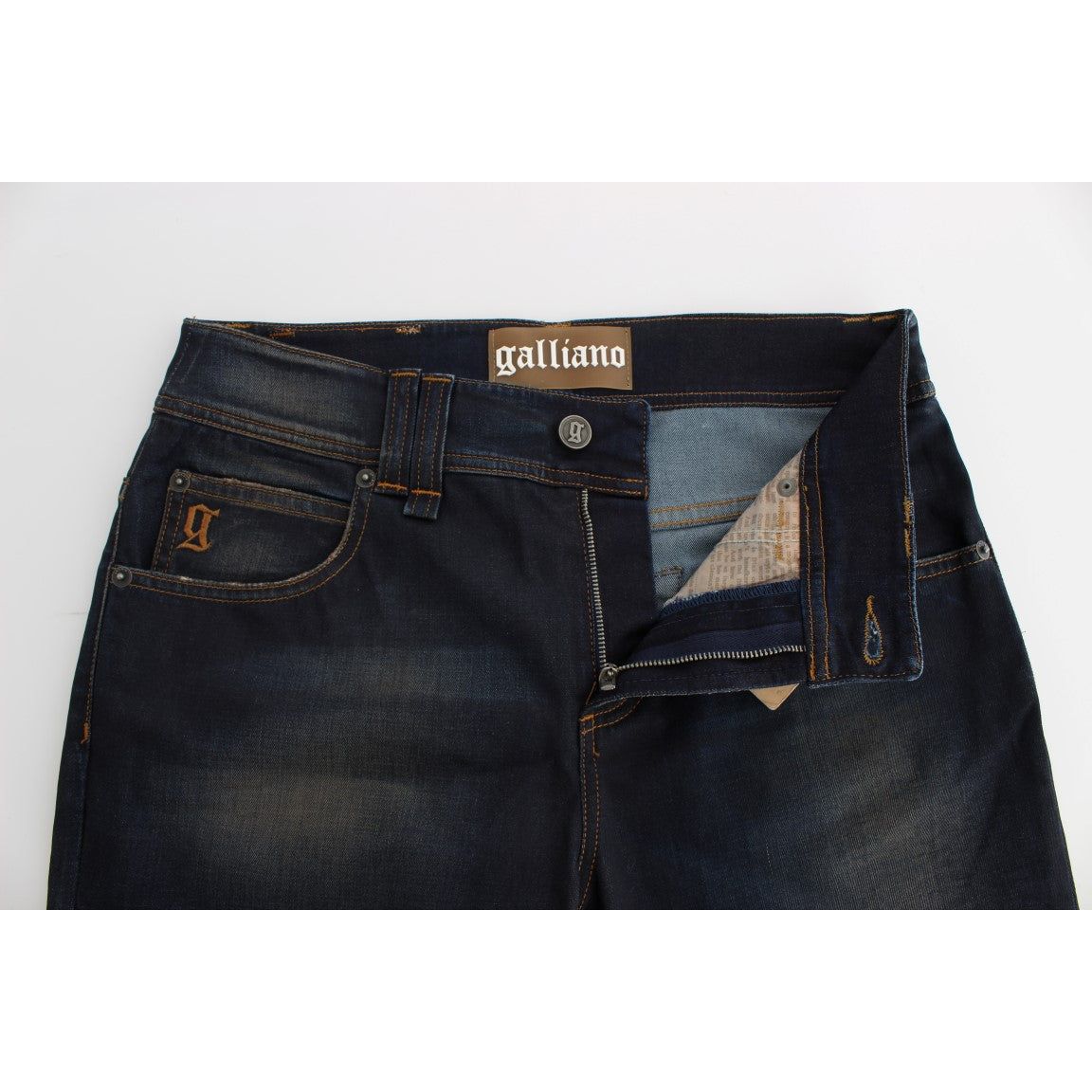John Galliano | Blue Wash Cotton Blend Boyfriend Fit Jeans | McRichard Designer Brands