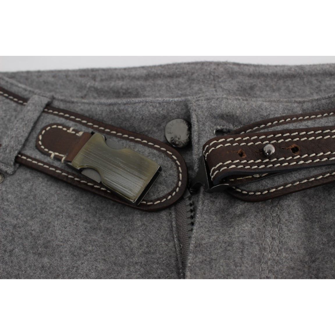 Ermanno Scervino | Gray Cotton Slim Fit Casual Bootcut Pants | McRichard Designer Brands