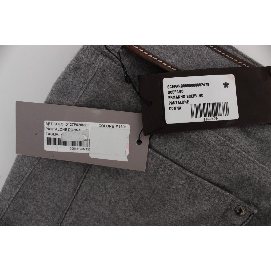 Ermanno Scervino | Gray Cotton Slim Fit Casual Bootcut Pants | McRichard Designer Brands