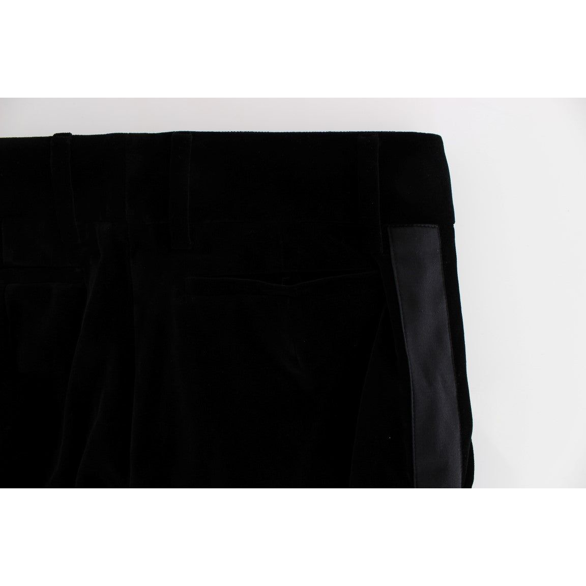 Ermanno Scervino | Black Striped Velvet Viscose Bootcut Pants | McRichard Designer Brands