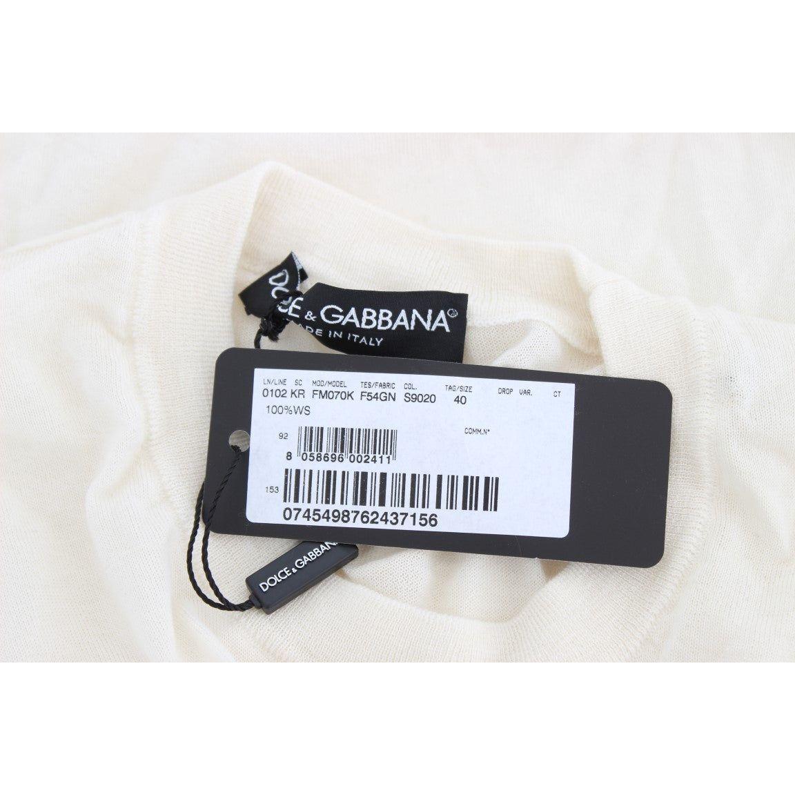 Dolce & Gabbana | White 100% Cashmere Sweater | McRichard Designer Brands