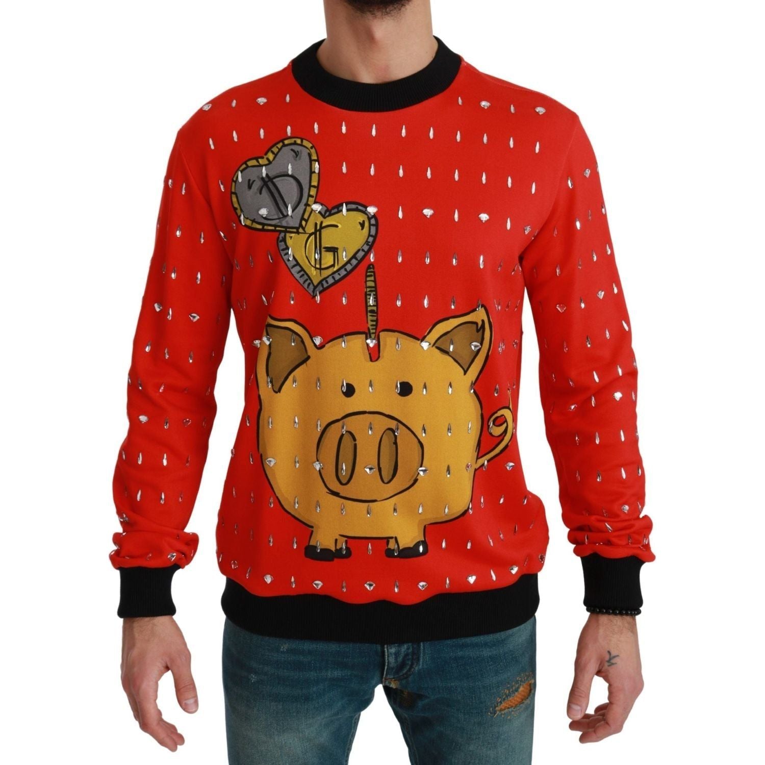 Dolce & Gabbana | Red Crystal Pig of the Year Sweater | McRichard Designer Brands