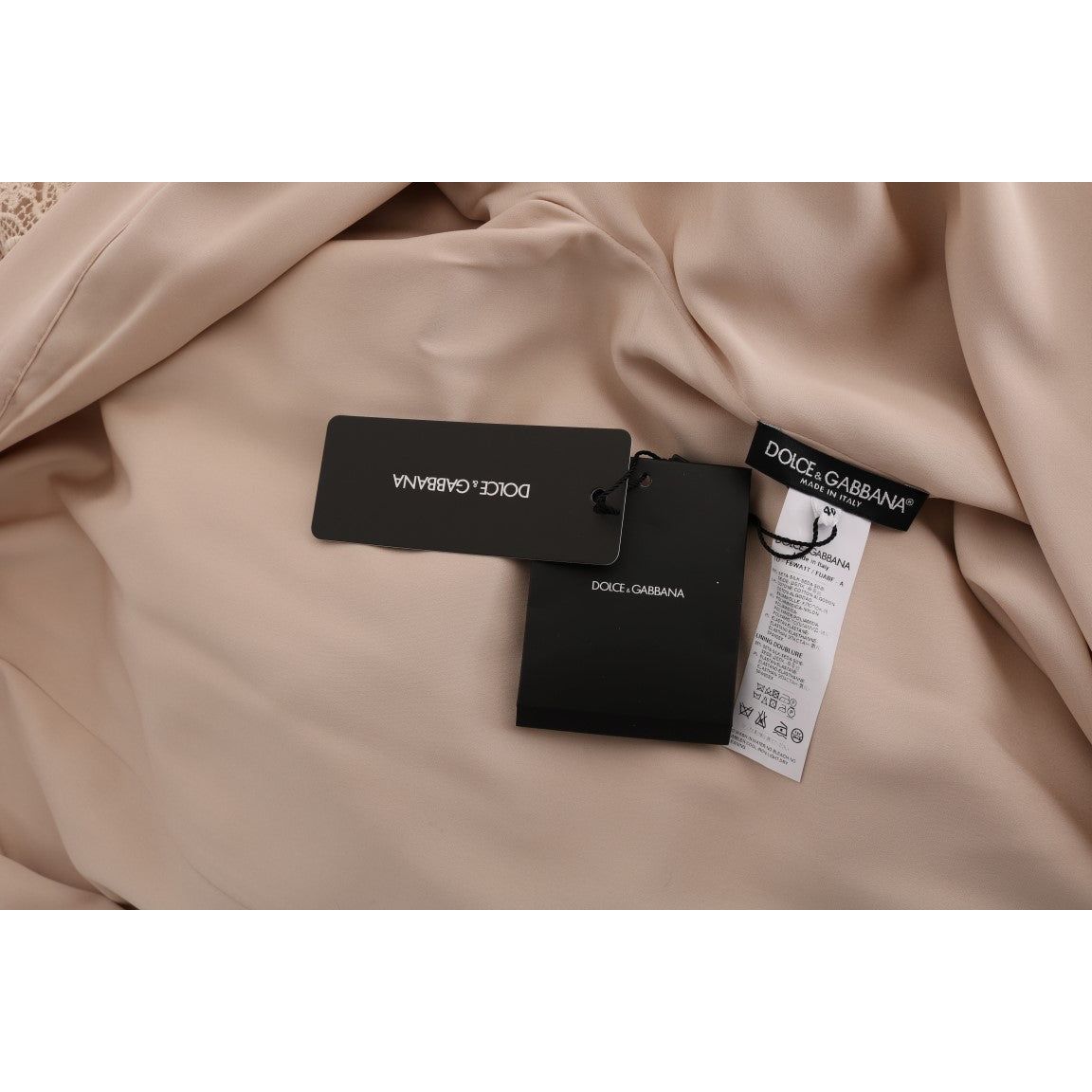 Dolce & Gabbana | Beige Floral Applique Lace Kaftan Dress | McRichard Designer Brands