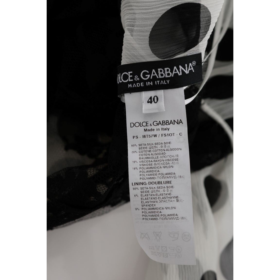 Dolce & Gabbana | Black White Polka Dotted Floral Dress | McRichard Designer Brands