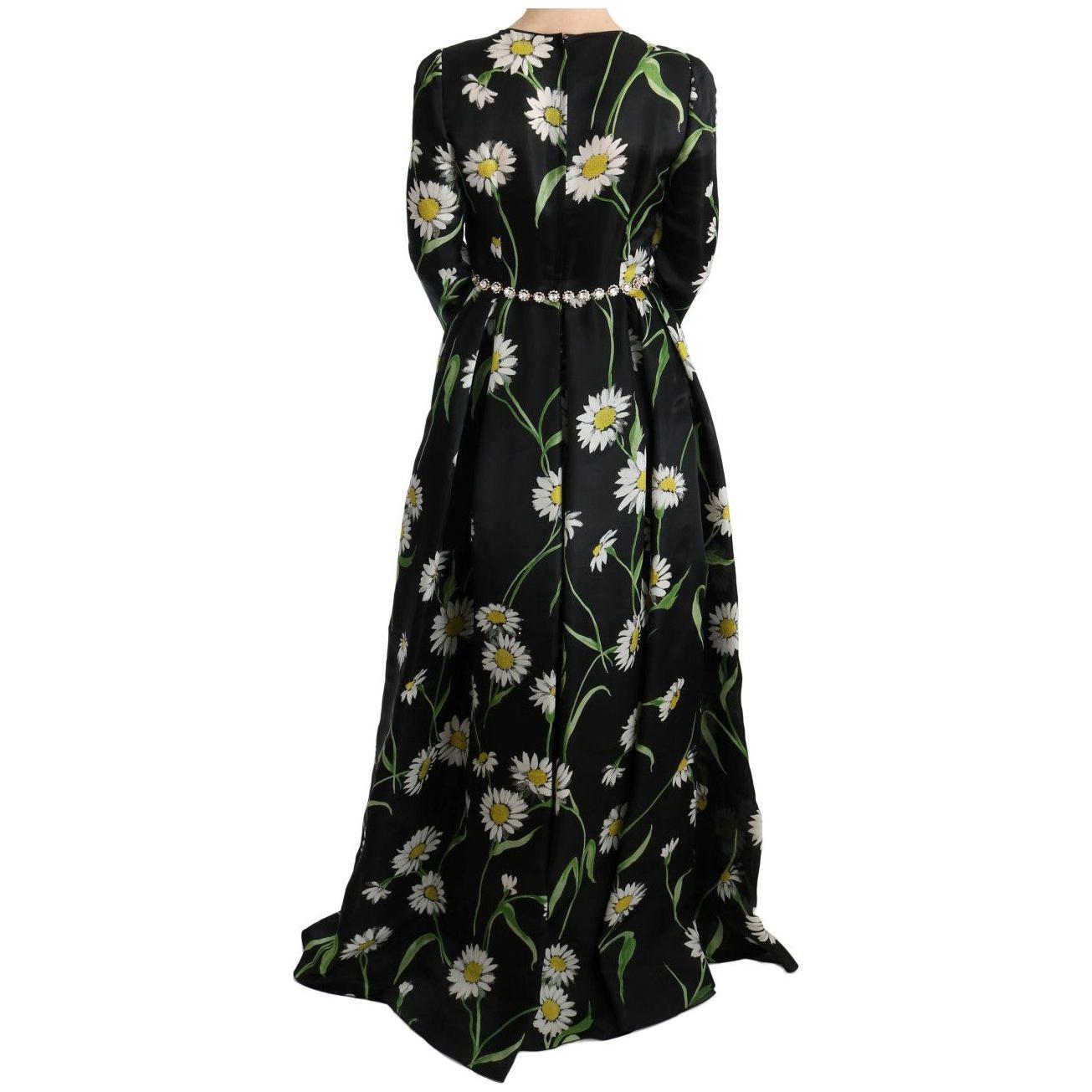 Dolce & Gabbana | Multicolor Silk Sunflower Print Long Maxi Dress | McRichard Designer Brands