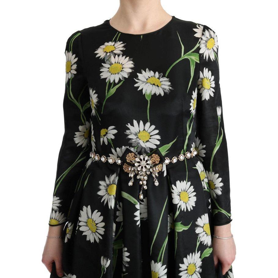Dolce & Gabbana | Multicolor Silk Sunflower Print Long Maxi Dress | McRichard Designer Brands