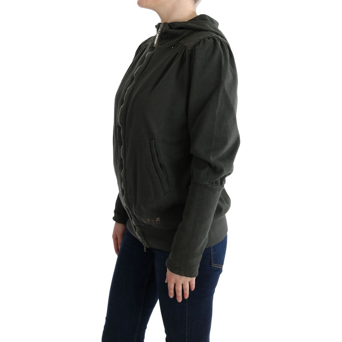 Exte | Gray Top Hooded Cotton Zipper Sweater | McRichard Designer Brands