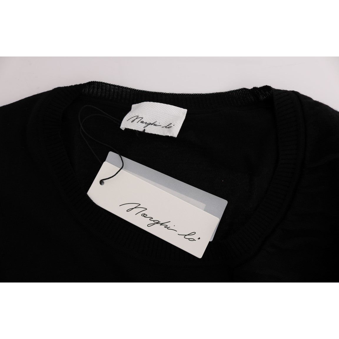 MARGHI LO' | Black 100% Lana Wool Top Blouse T-shirt | McRichard Designer Brands
