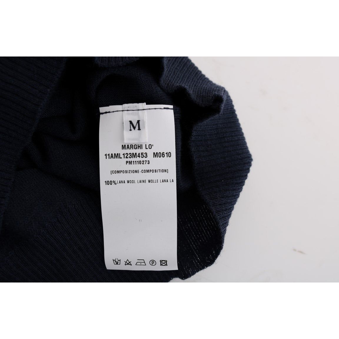 MARGHI LO' | Blue 100% Lana Wool Blouse Top | McRichard Designer Brands