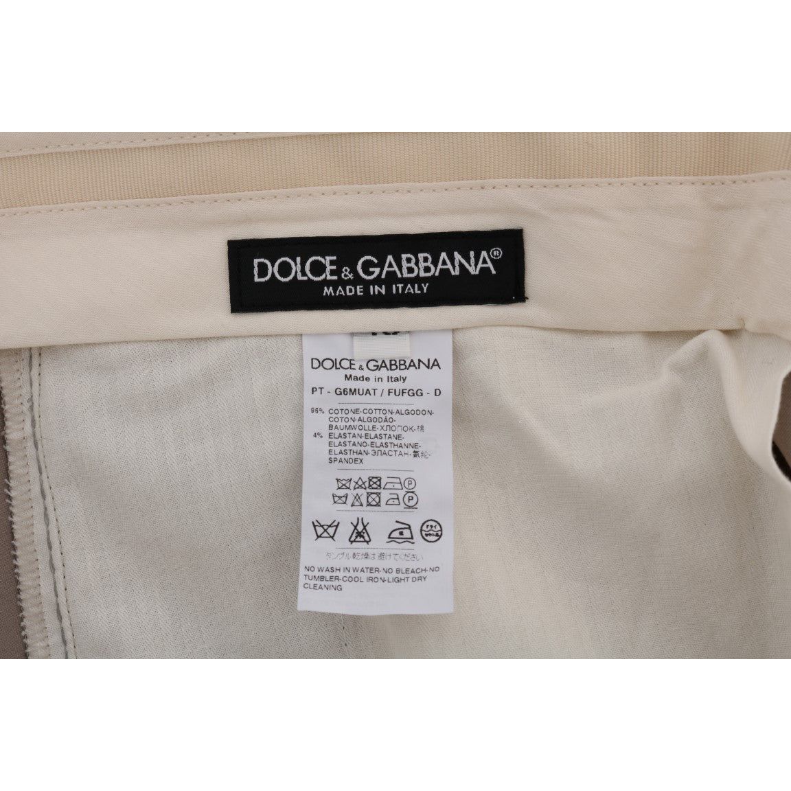 Dolce & Gabbana | Beige Cotton Stretch Chinos Pants | McRichard Designer Brands