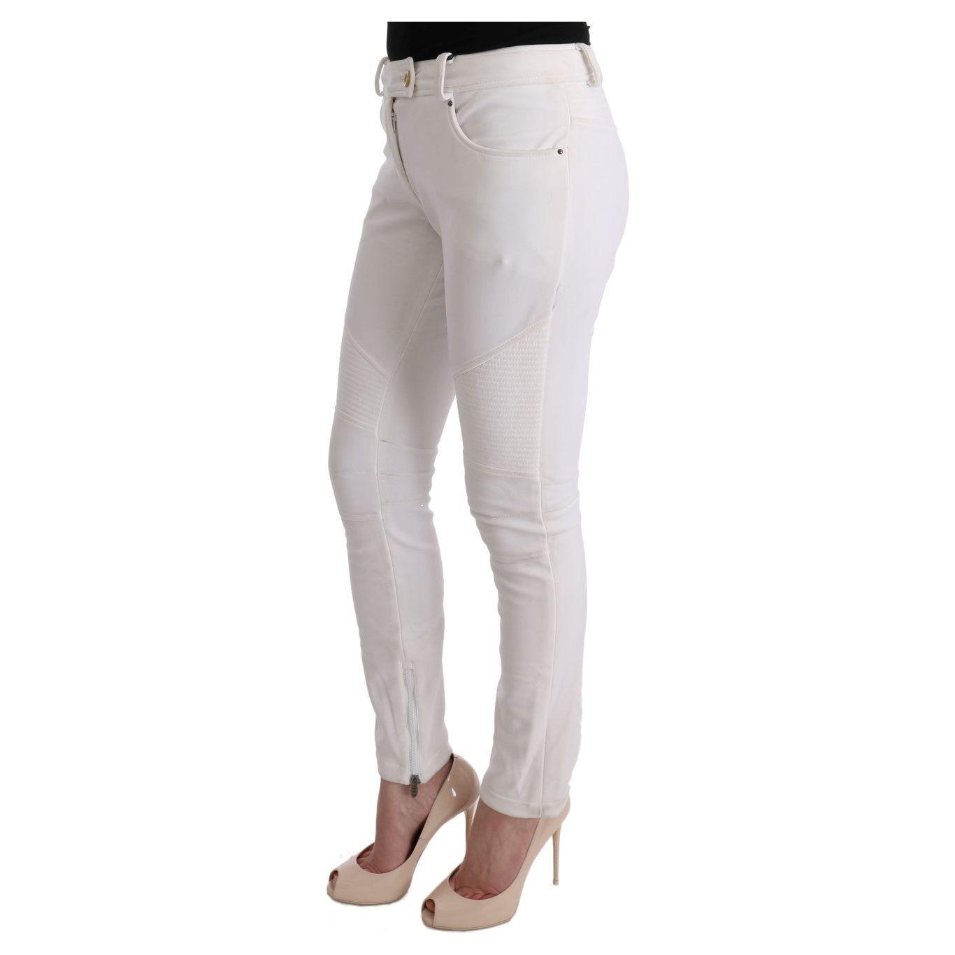 Ermanno Scervino | White Cotton Slim Fit Casual Pants | McRichard Designer Brands