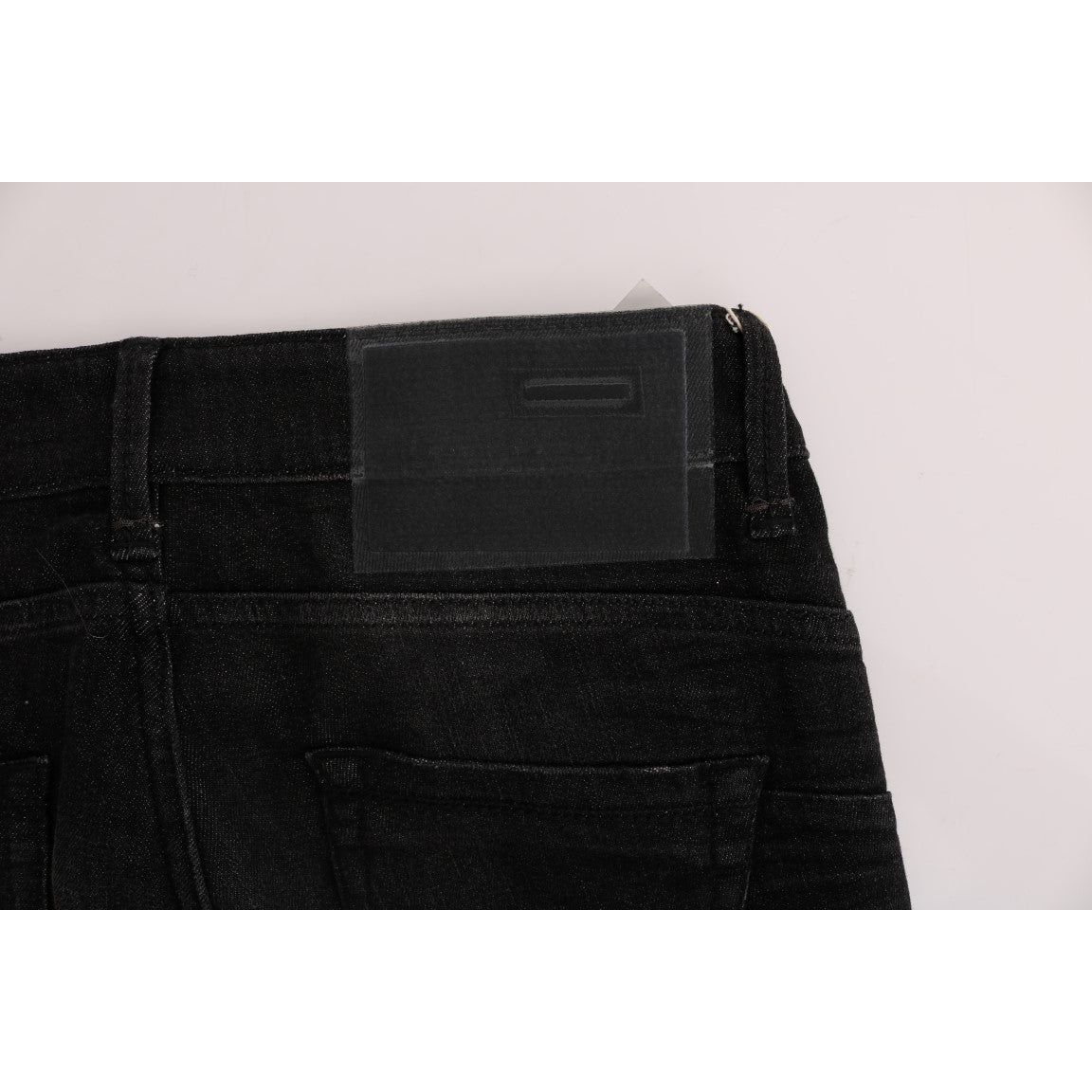 Acht | Black Denim Cotton Bottoms Slim Fit Jeans | McRichard Designer Brands