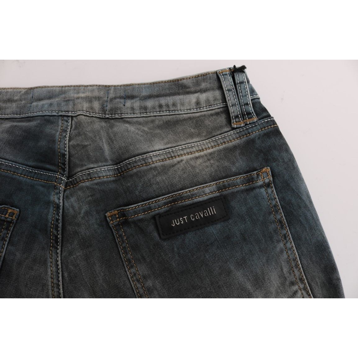Cavalli | Blue Wash Cotton Blend Slim Fit Jeans | McRichard Designer Brands