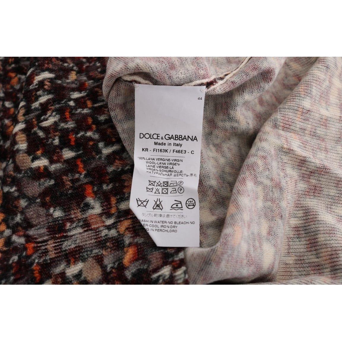 Dolce & Gabbana | Multicolor Print Knit Top Wool T-shirt | McRichard Designer Brands