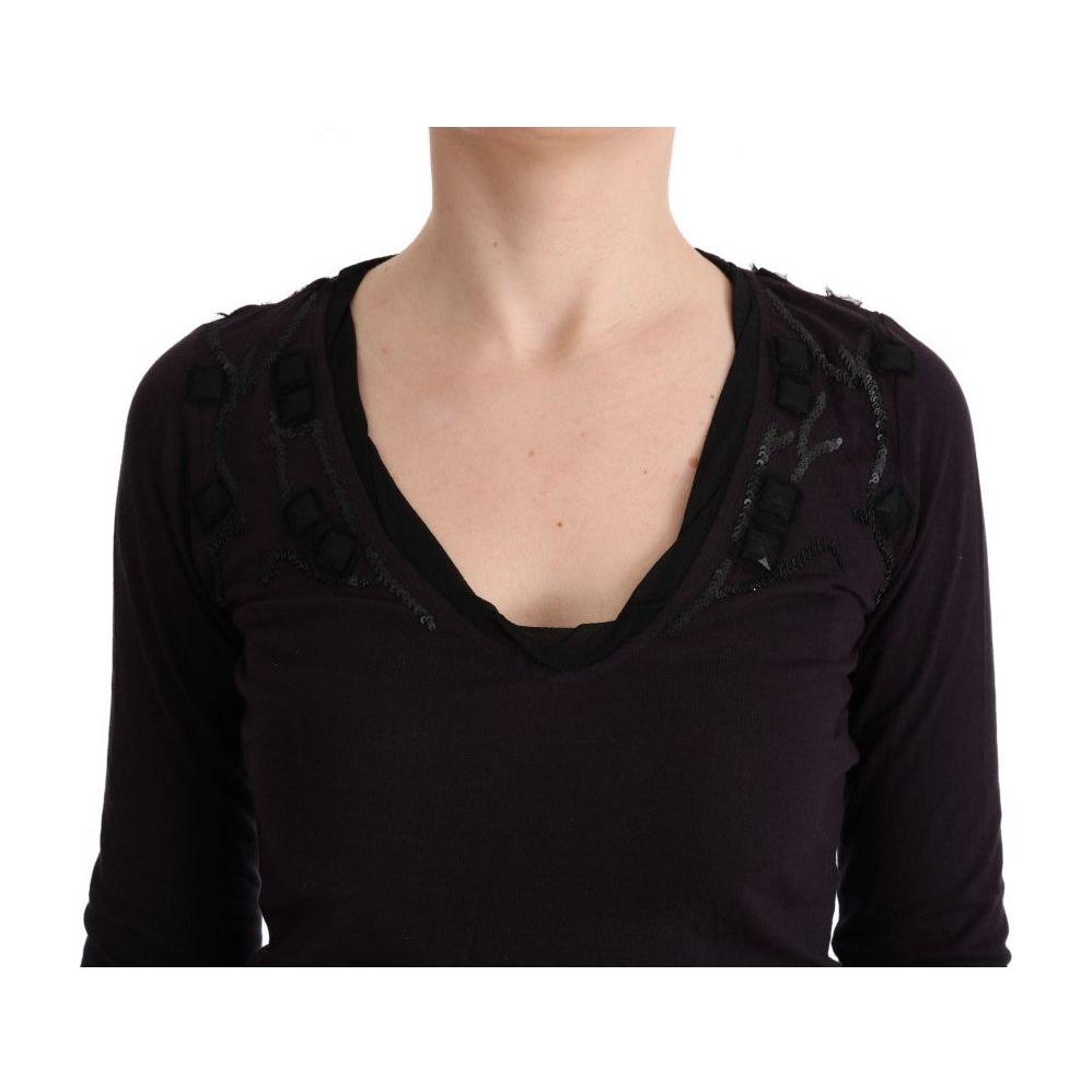 Costume National | Purple V-neck Cotton T-shirt | McRichard Designer Brands