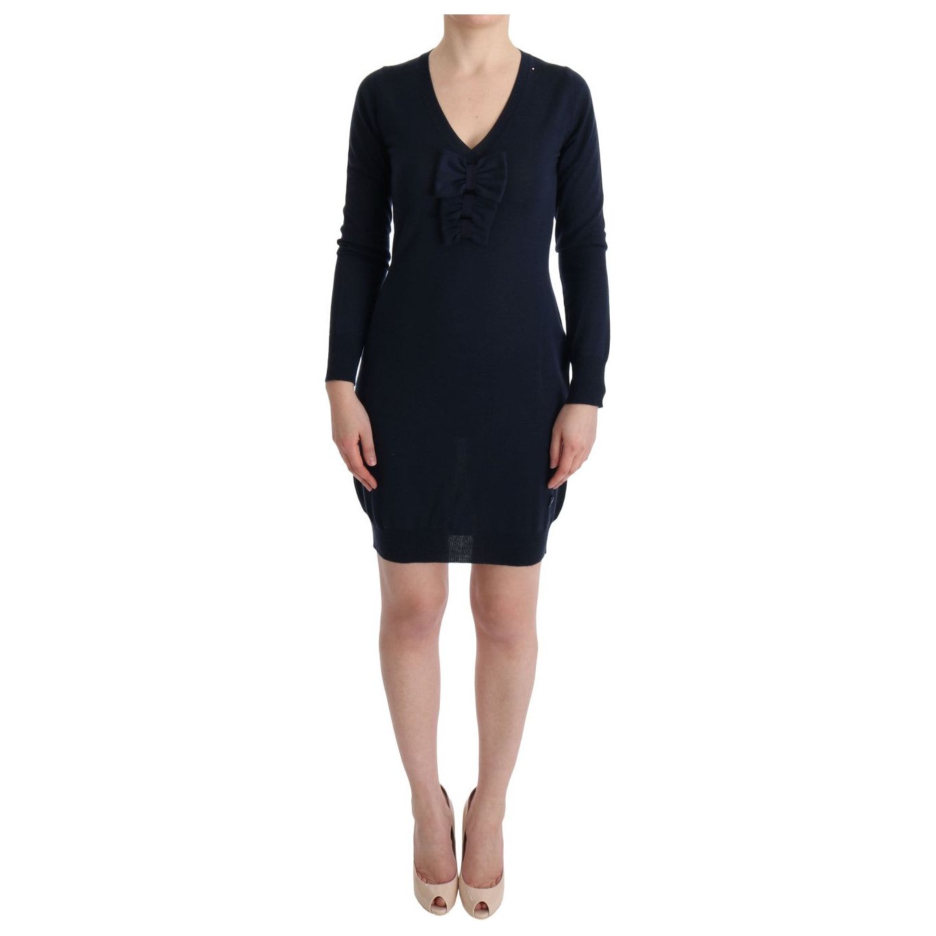 MARGHI LO' | Blue Wool Long Sleeve Shift Dress | McRichard Designer Brands