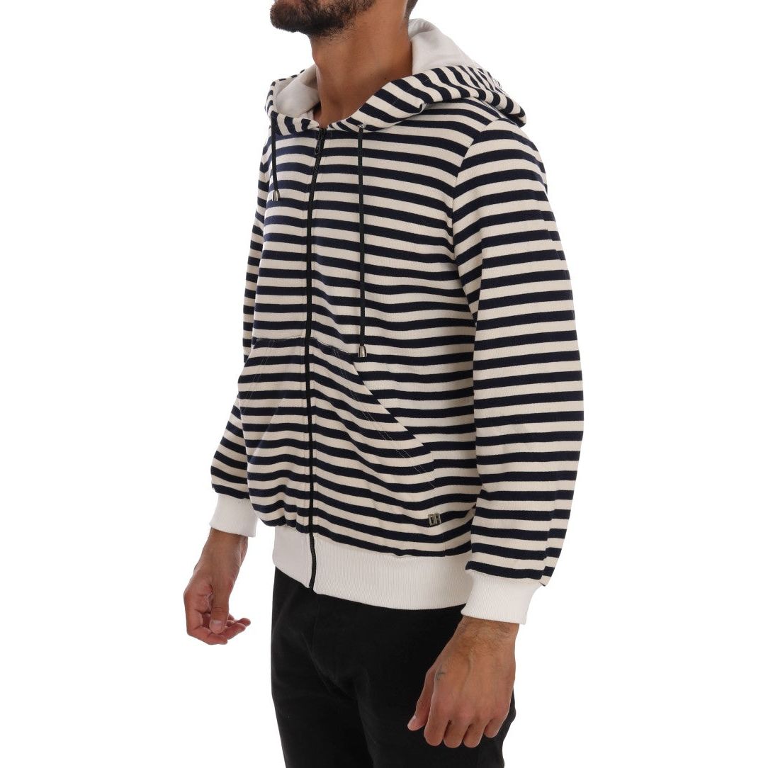 Elegant Full Zip Hooded Striped Sweater Daniele Alessandrini