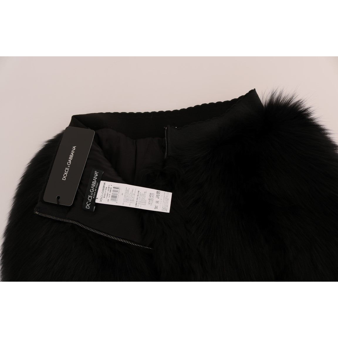 Dolce & Gabbana | Black Lamb Fox Fur Mini Hot Pants | McRichard Designer Brands