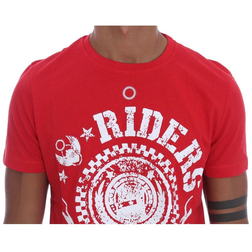 Frankie Morello | Red Cotton RIDERS Crewneck T-Shirt | McRichard Designer Brands