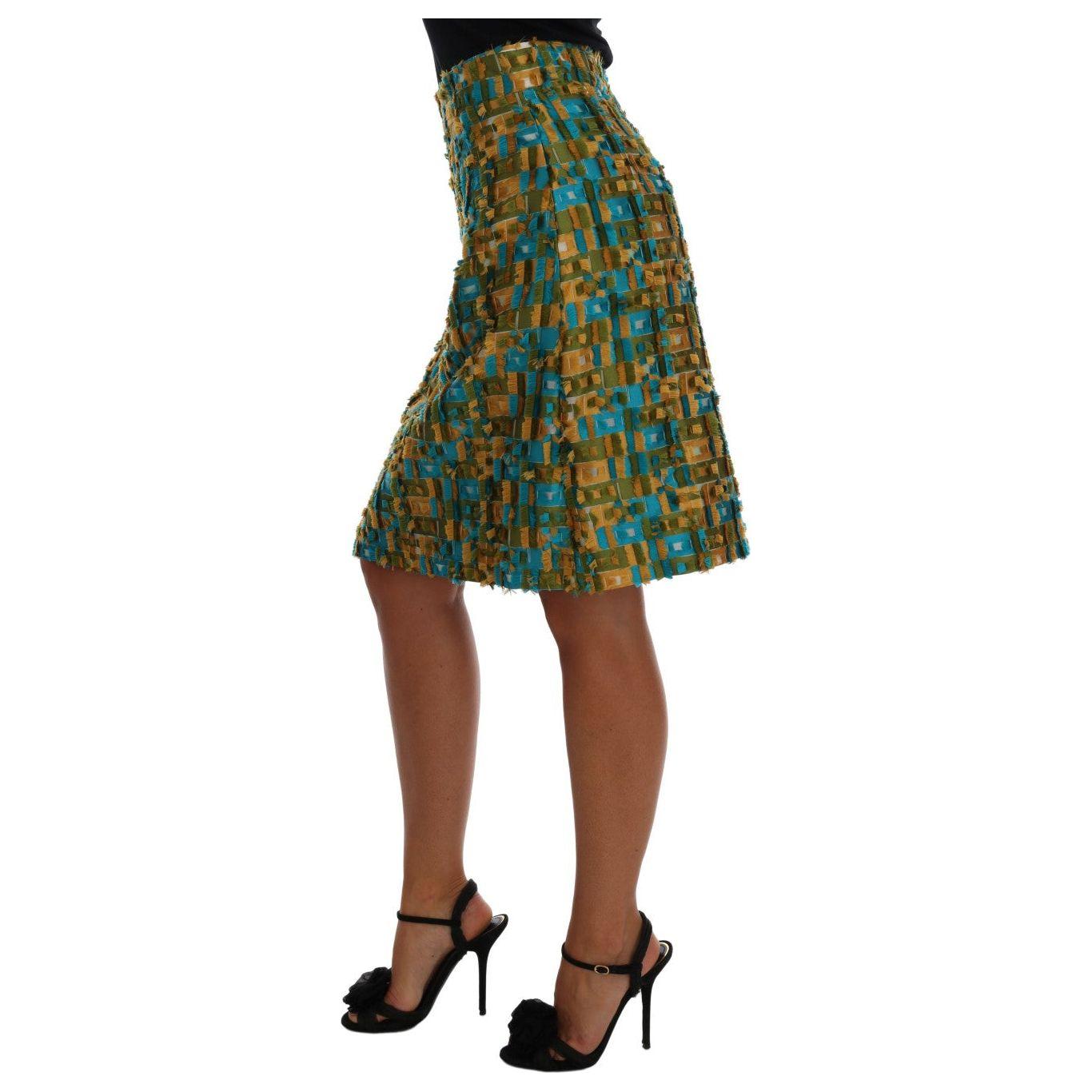 Dolce & Gabbana | Multicolor Jacquard Straight Pencil Skirt | McRichard Designer Brands