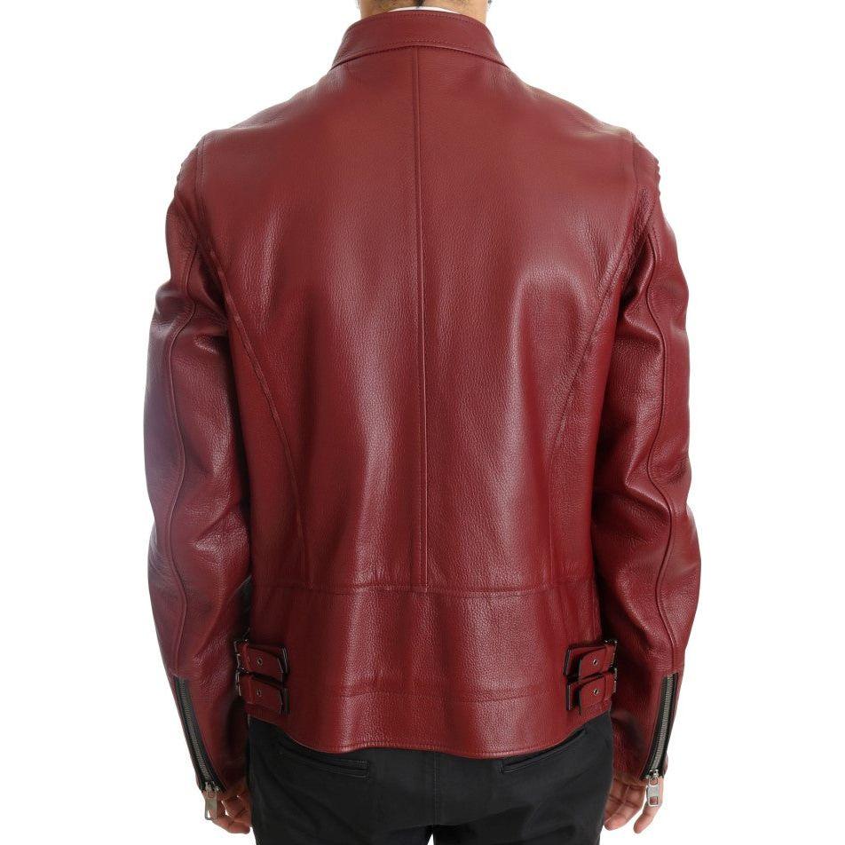 Dolce & Gabbana | Red Leather Deerskin Jacket | McRichard Designer Brands