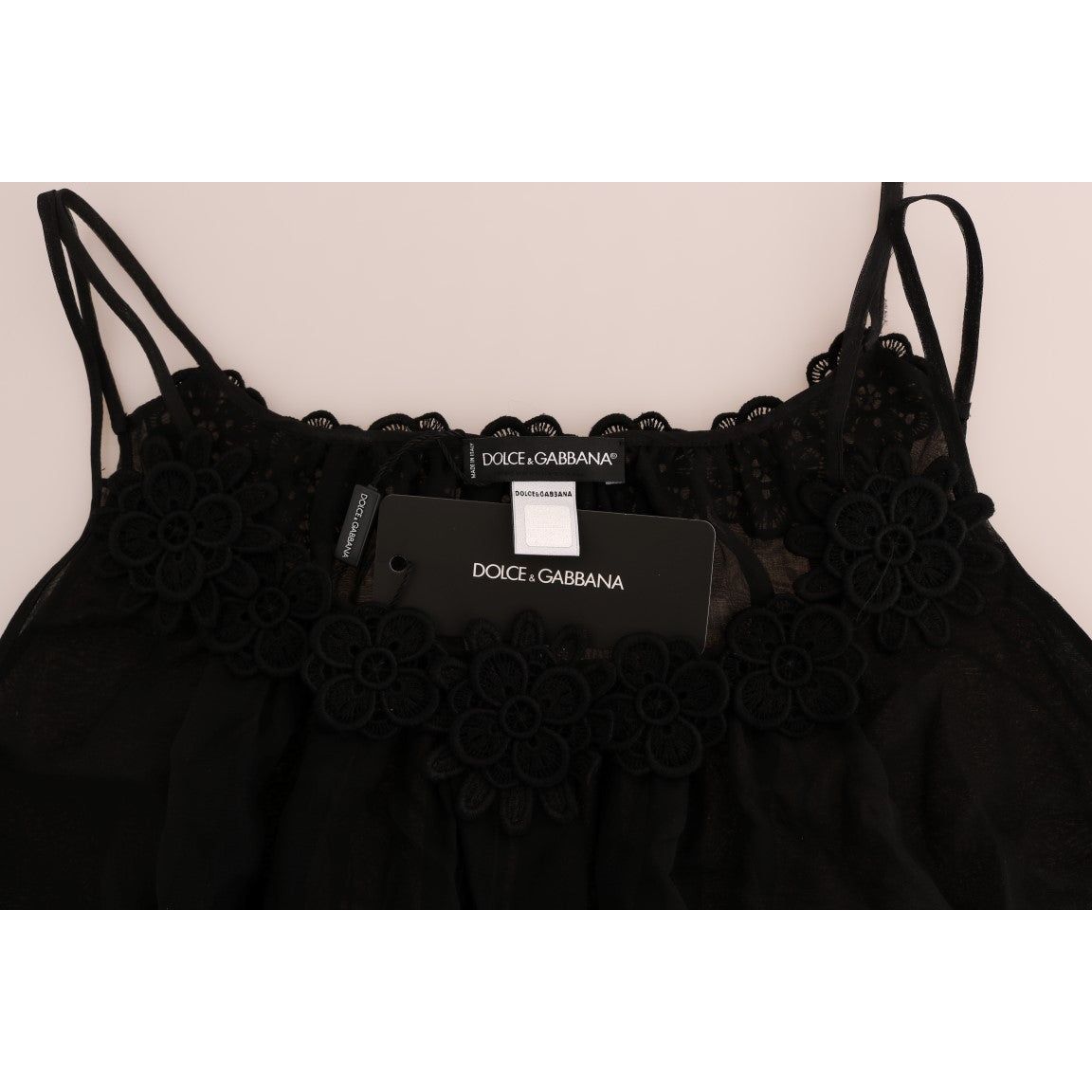 Dolce & Gabbana | Black Silk Lace Chemise Dress | McRichard Designer Brands
