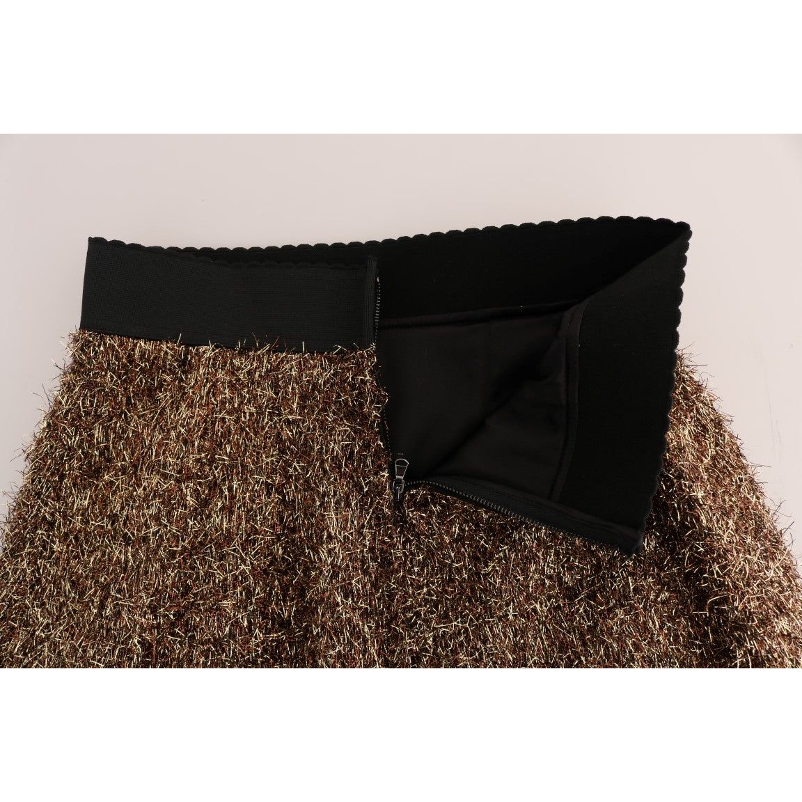 Dolce & Gabbana | Gold Black Short Mini Skirt | McRichard Designer Brands