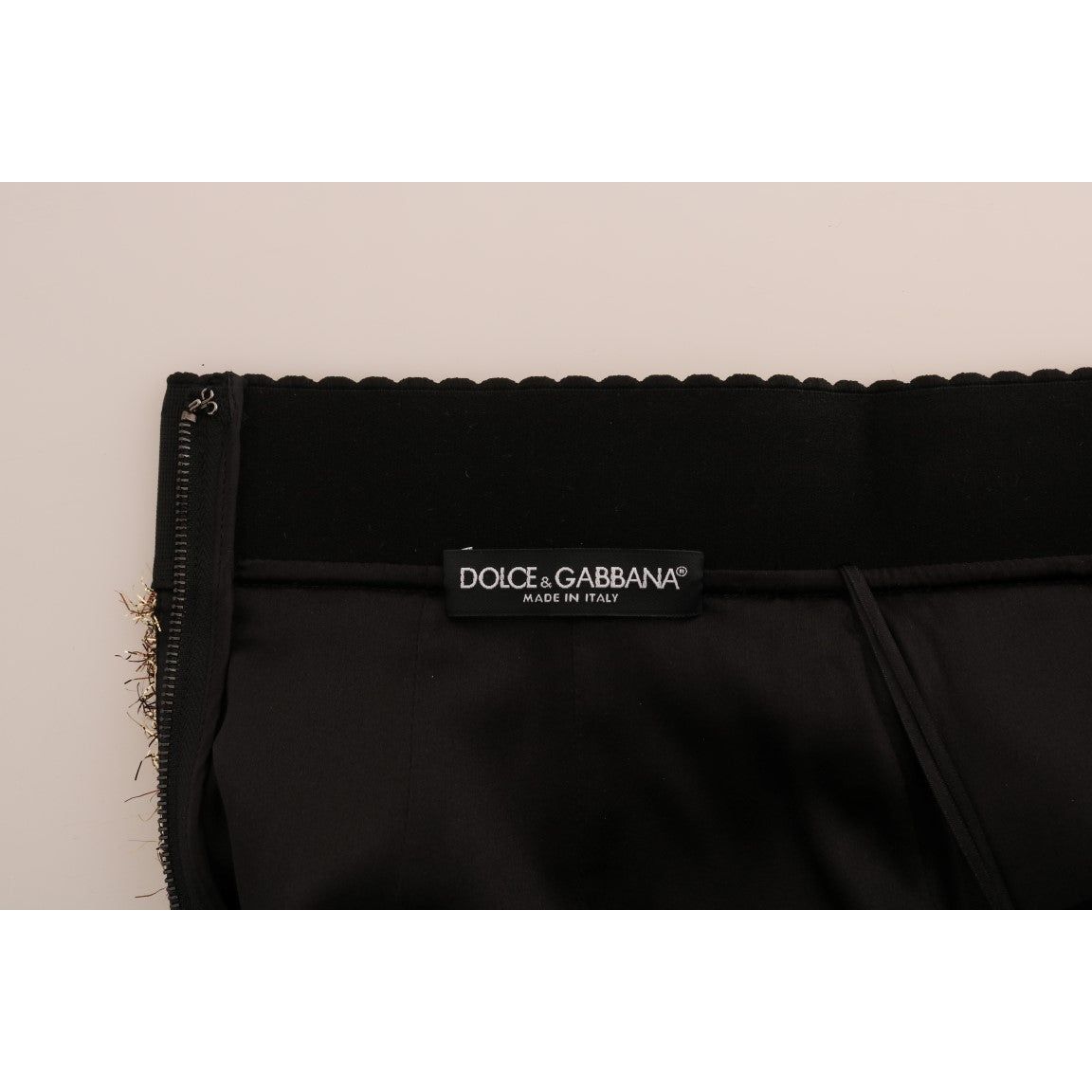 Dolce & Gabbana | Gold Black Short Mini Skirt | McRichard Designer Brands
