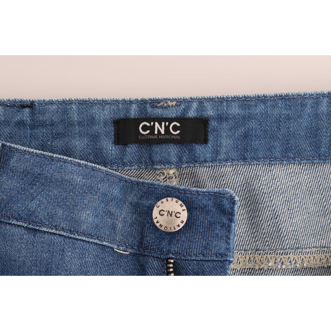 Costume National | Blue Wash Cotton Boyfriend Fit Jeans | McRichard Designer Brands