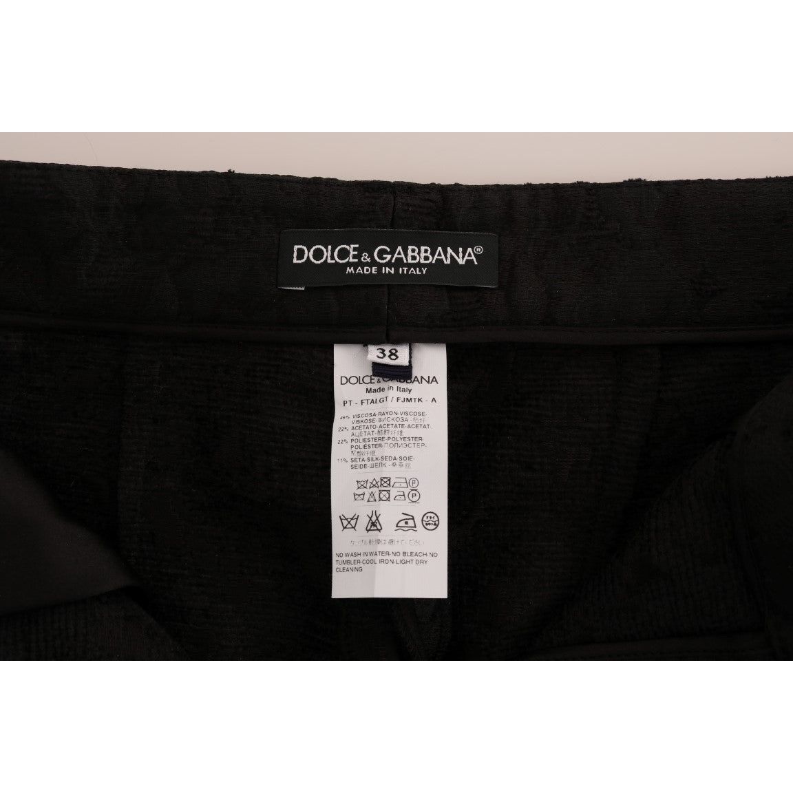 Dolce & Gabbana | Black Floral Brocade Capri Pants | McRichard Designer Brands
