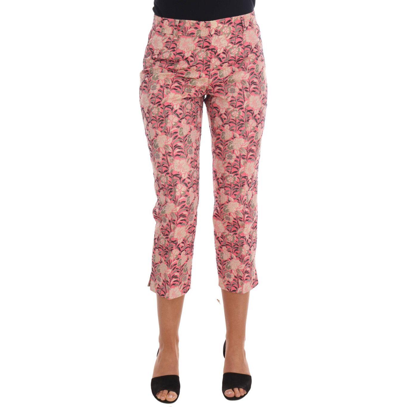Dolce & Gabbana | Pink Floral Brocade Capri Pants | McRichard Designer Brands
