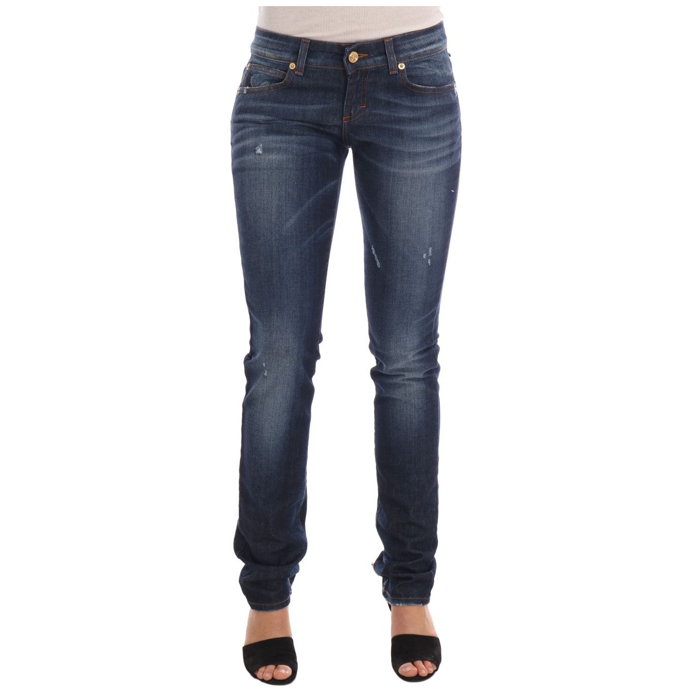 John Galliano | Blue Wash Cotton Stretch Skinny Low Jeans | McRichard Designer Brands