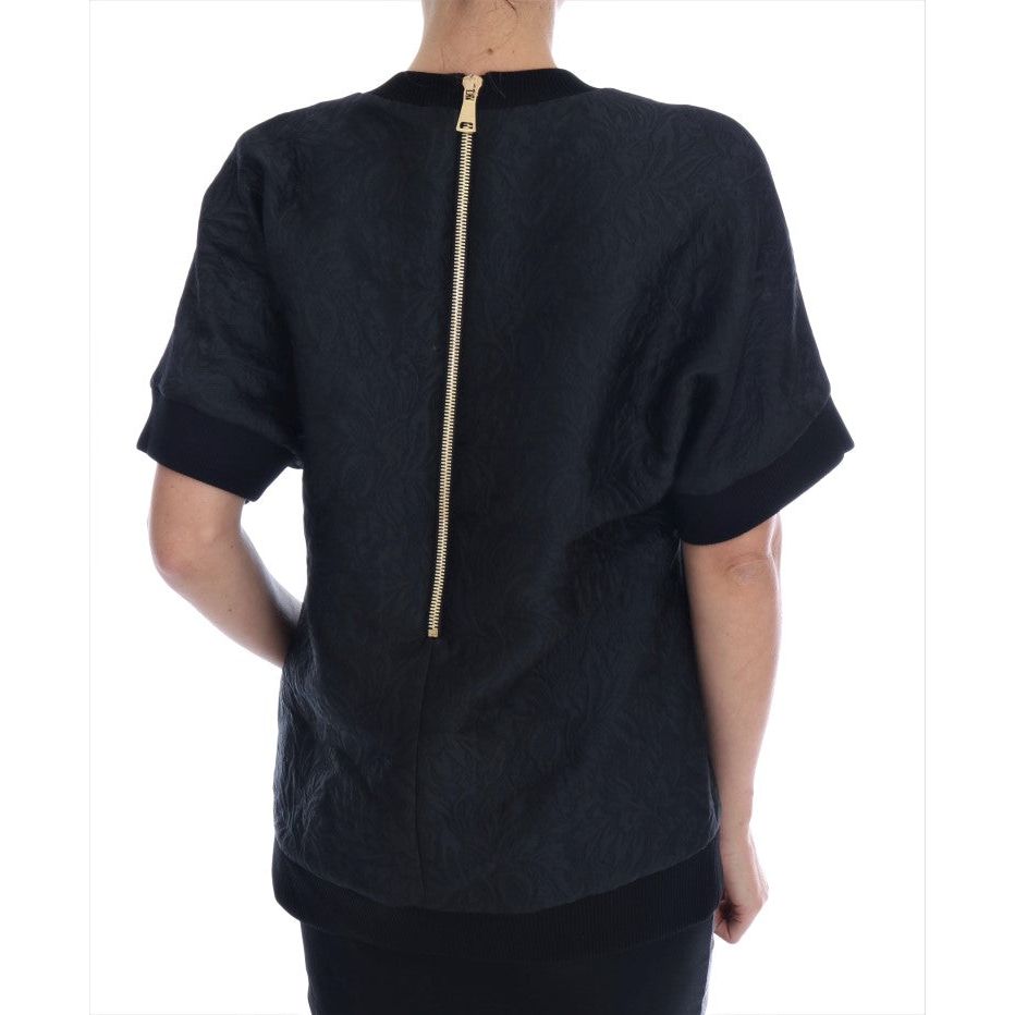 Dolce & Gabbana | Black Brocade Cocktail Crystal Sweater | McRichard Designer Brands