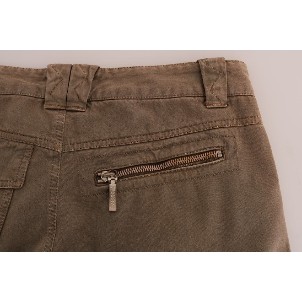 Ermanno Scervino | Brown Cotton Casual Slim Fit Pants | McRichard Designer Brands