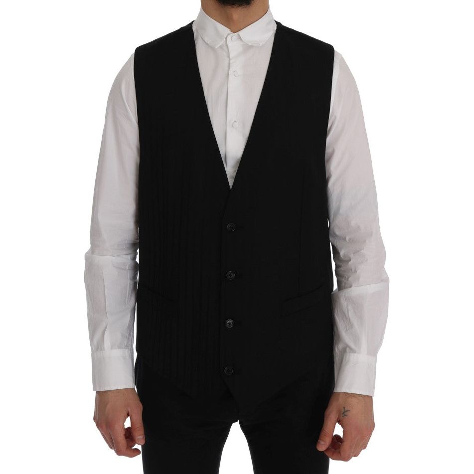 Dolce & Gabbana | Black STAFF Wool Stretch Vest | McRichard Designer Brands
