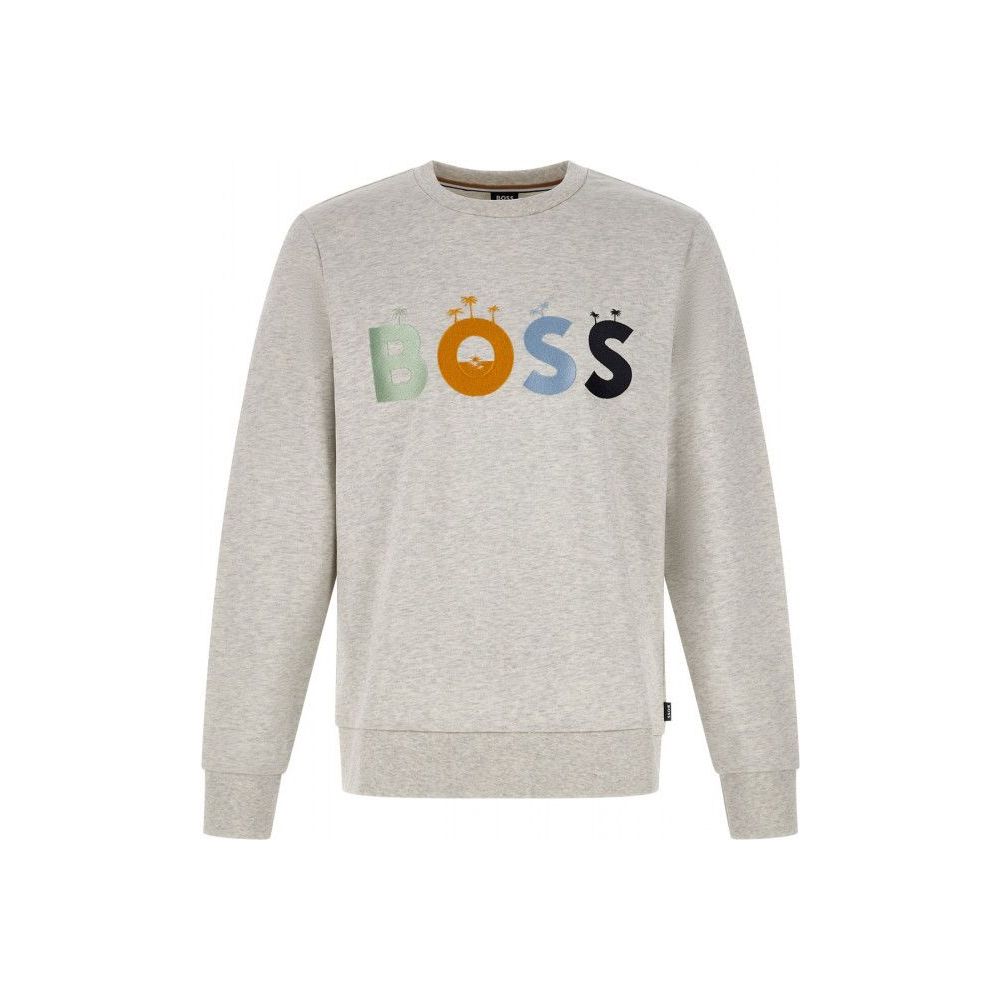 Hugo Boss | Grey Cotton Logo Details Sweatshirt | McRichard Designer Brands