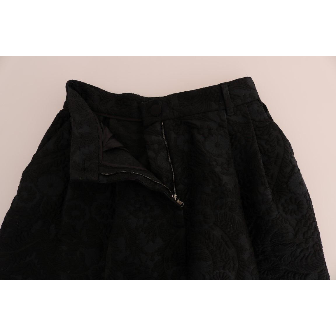 Dolce & Gabbana | Black Brocade High Waist Capri Shorts | McRichard Designer Brands