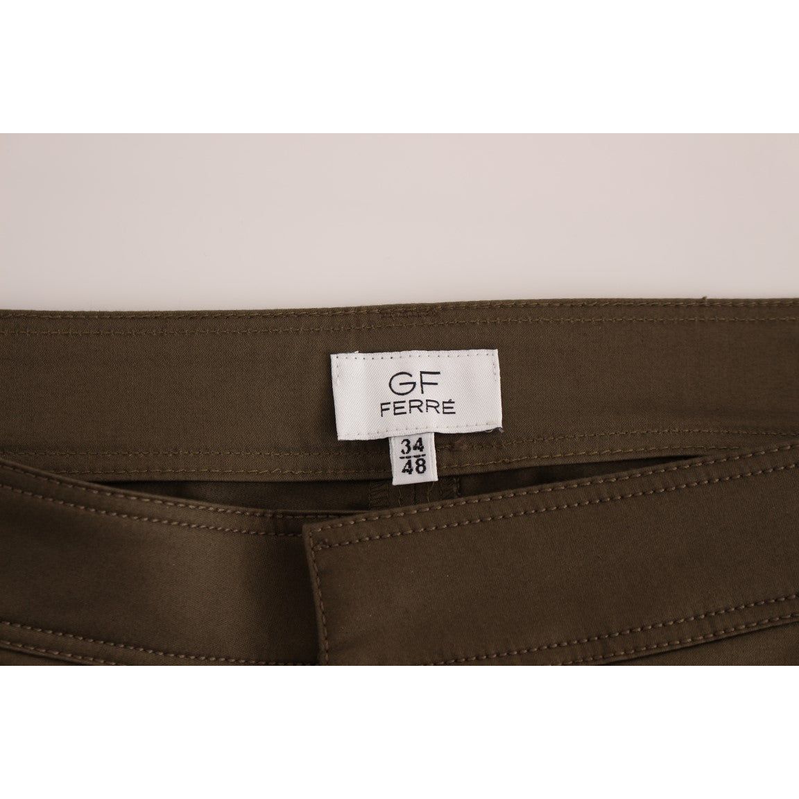 GF Ferre | Green Cotton Stretch Comfort Fit Pants | McRichard Designer Brands
