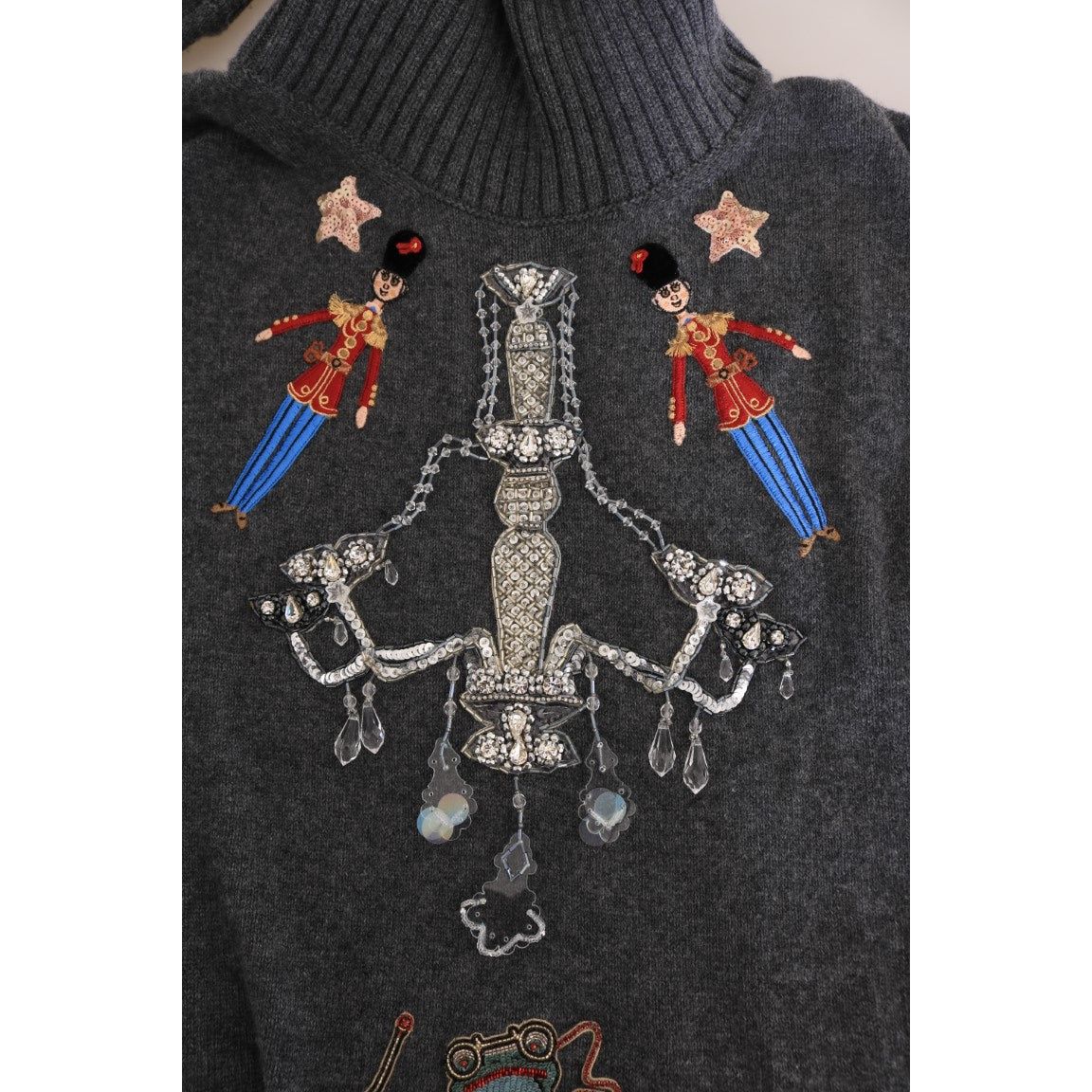 Dolce & Gabbana | Fairy Tale Crystal Gray Cashmere Sweater | McRichard Designer Brands