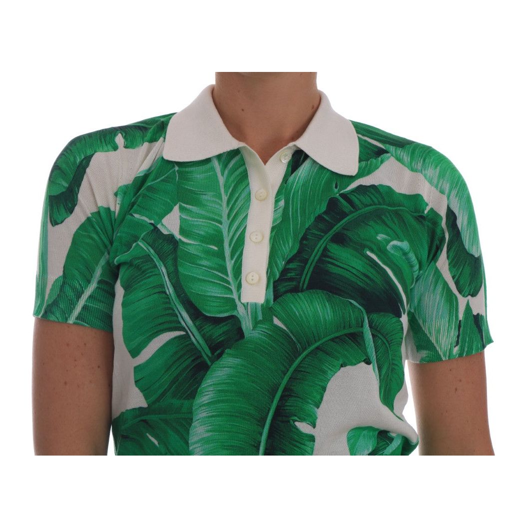 Dolce & Gabbana | Green Banana Leaf  Polo T-shirt | McRichard Designer Brands