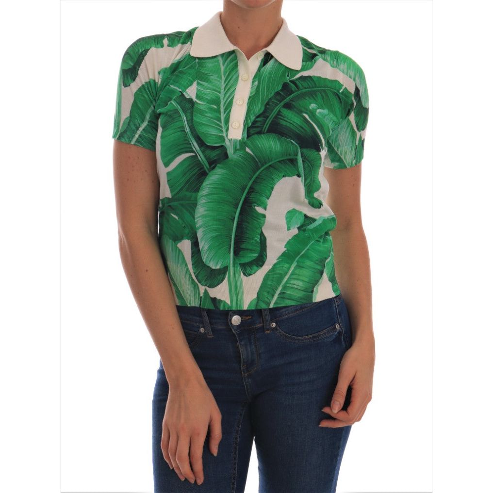 Dolce & Gabbana | Green Banana Leaf  Polo T-shirt | McRichard Designer Brands