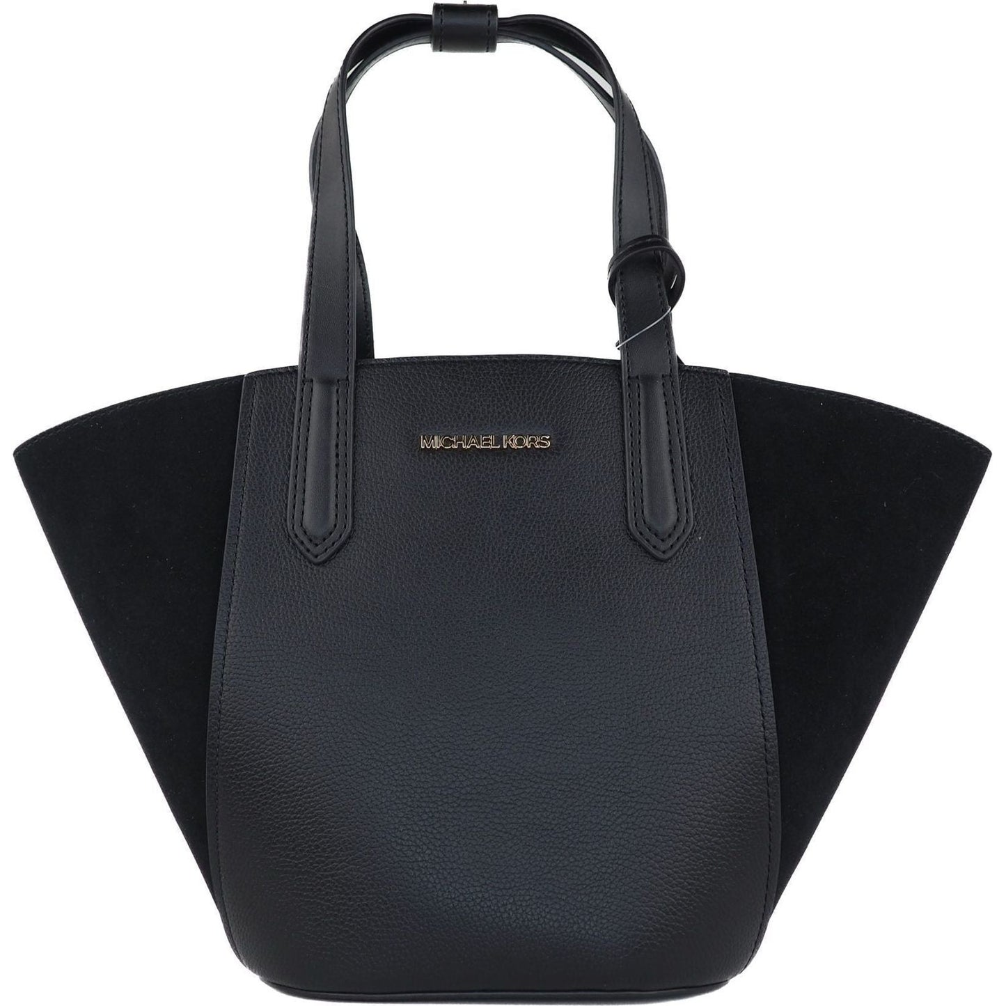Michael Kors | Portia Small Pebbled Leather Suede Tote Handbag (Black) | 279.00 - McRichard Designer Brands