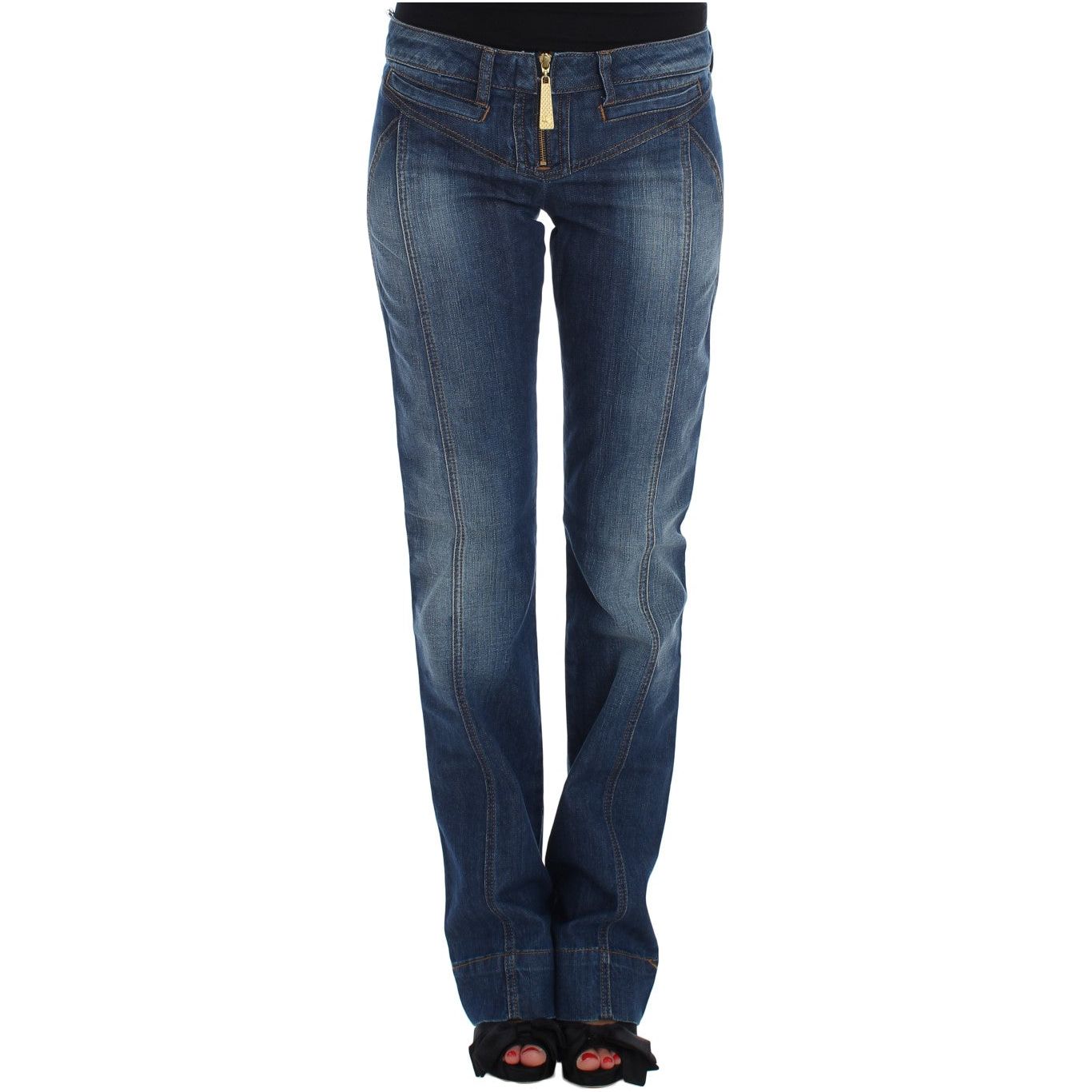 Cavalli | Blue Wash Cotton Stretch Boot Cut Jeans | McRichard Designer Brands